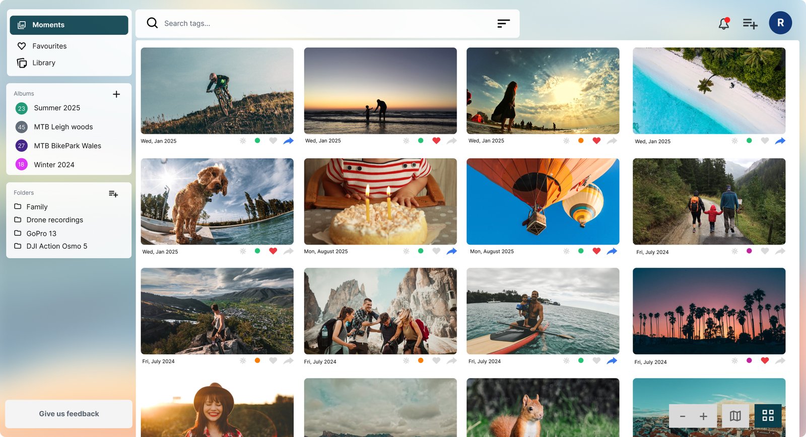 A screen shot of the classer app