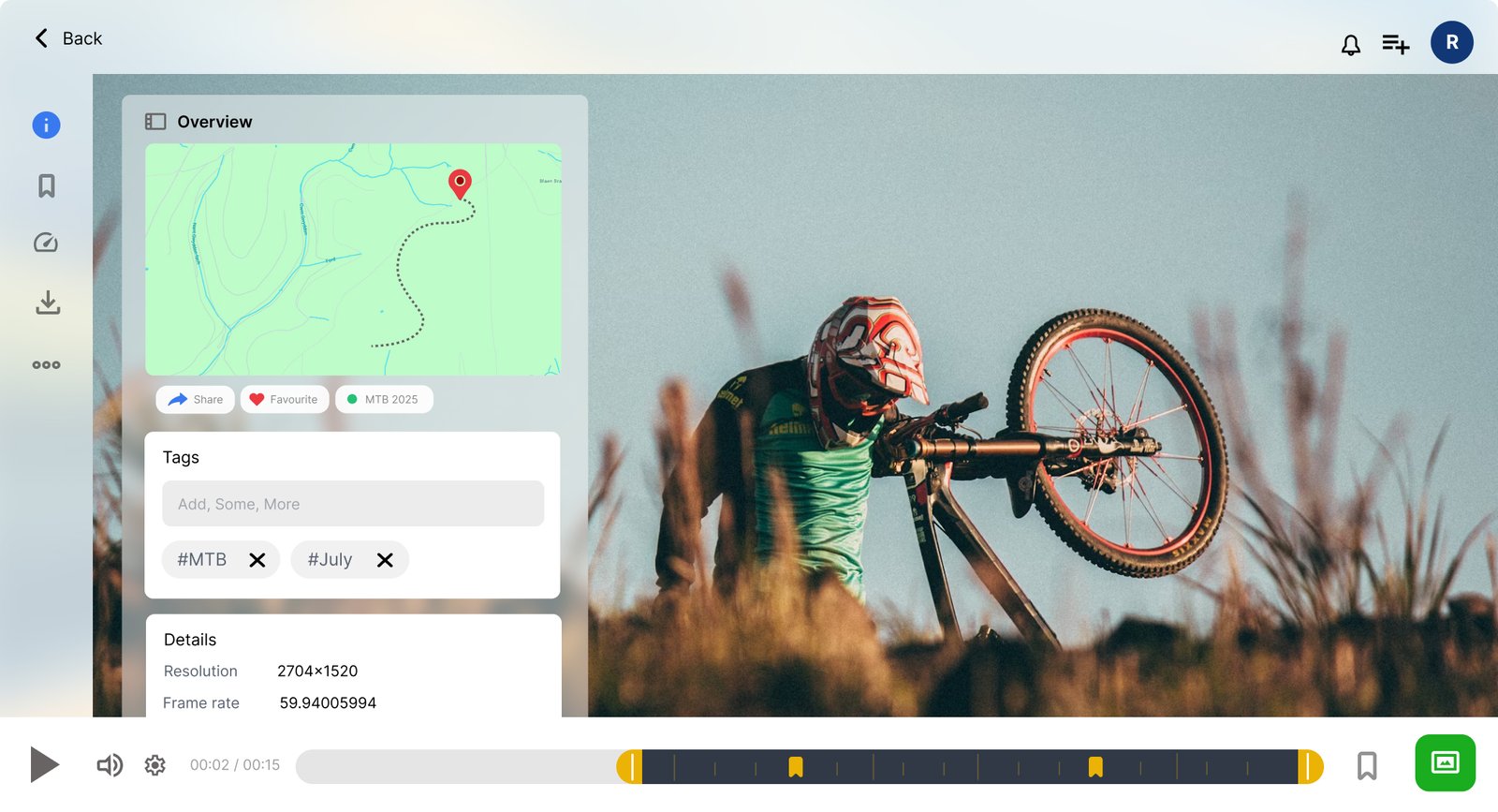 A screen shot of the view media screen in the classer app in dark mode