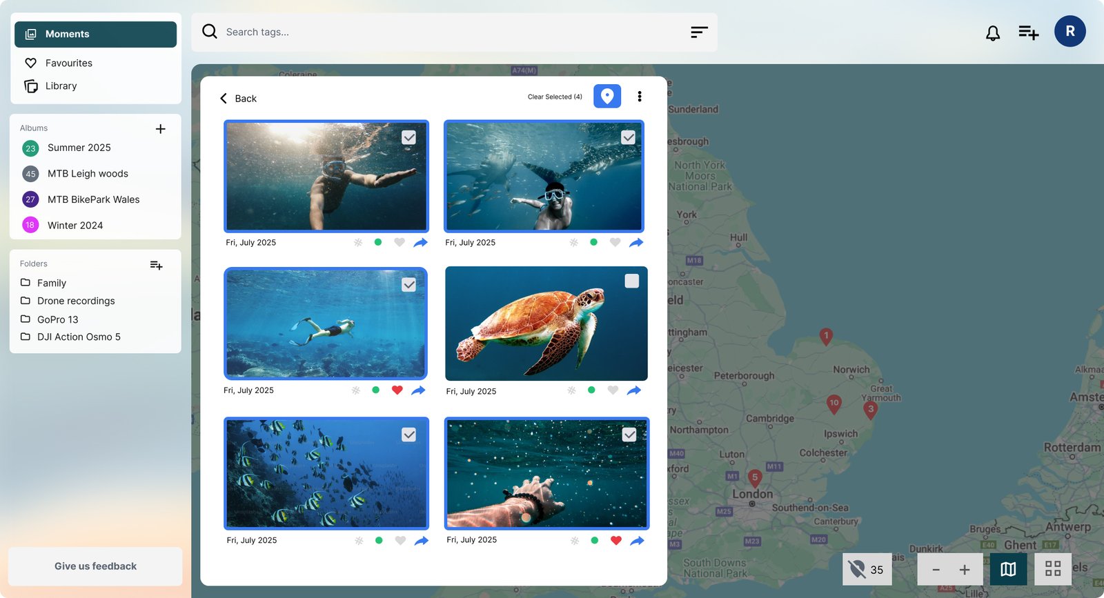 A screen shot of the view media screen in the classer app in dark mode